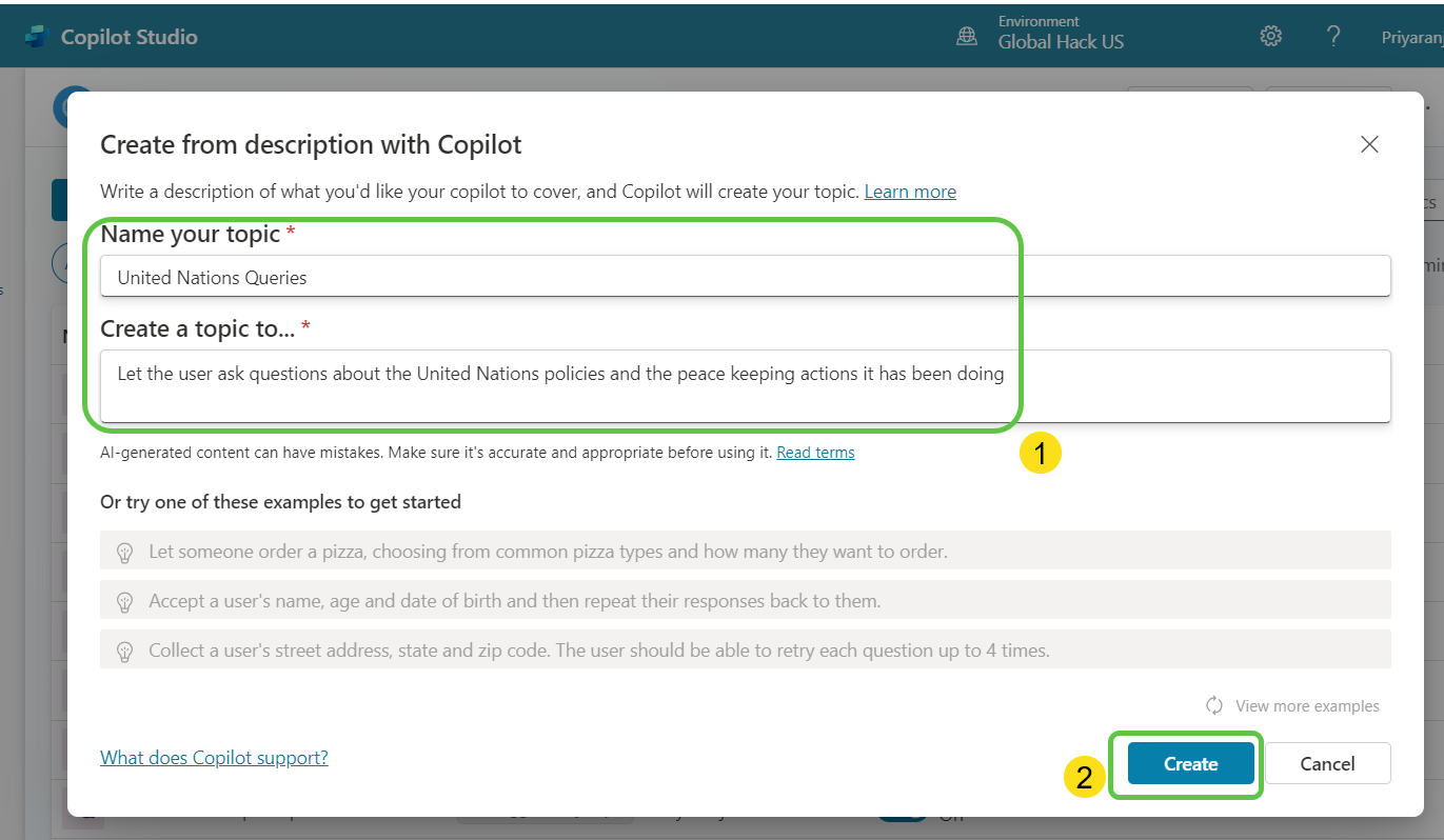 Create Topic from Description